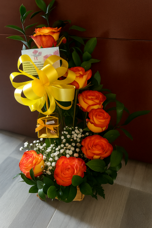 Espiral de 7 rosas y chocolates R07