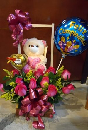 Columpio peluche rosas R66