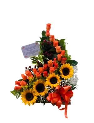 Arreglo x4 girasoles y rosas R98